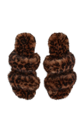 Bleach Leopard-Print Mink Fur Slides